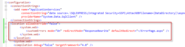 Insert the text (in the red square) into your existing web.config file