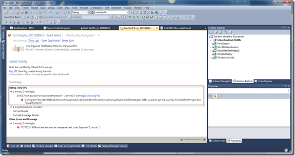 C:\Program Files (x86)\MSBuild\Microsoft\VisualStudio\v10.0\SharePointTools\Microsoft.VisualStudio.SharePoint.targets (389): Unable to get the assembly for SharePoint Project Item