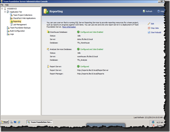 Team Foundation Server Administration Console
