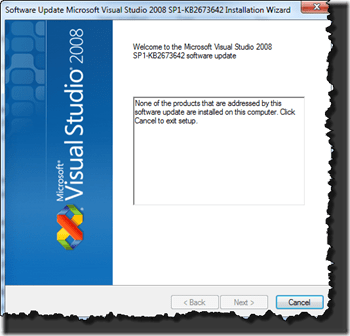 None of the products that are addressed by this software update are installed on this computer