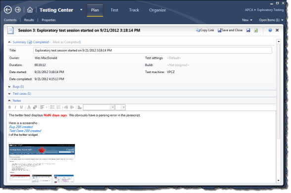 Exploratory test session