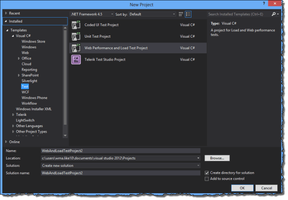 New Web Performance and Load Test Project New Web Performance and Load Test Project