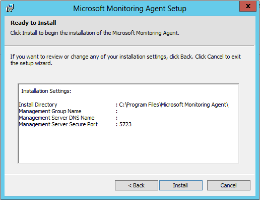 Microsoft Monitoring Agent Setup - Ready to Install