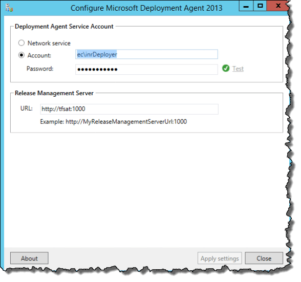 Configure Microsoft Deployment Agent 2013