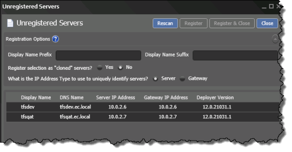 Unregistered Servers