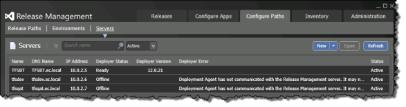 Deployment Agent has not communicated with the Release Management Server
