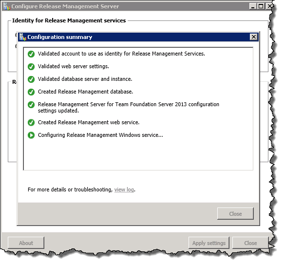 Configure Release Management Server | Configuration Summary
