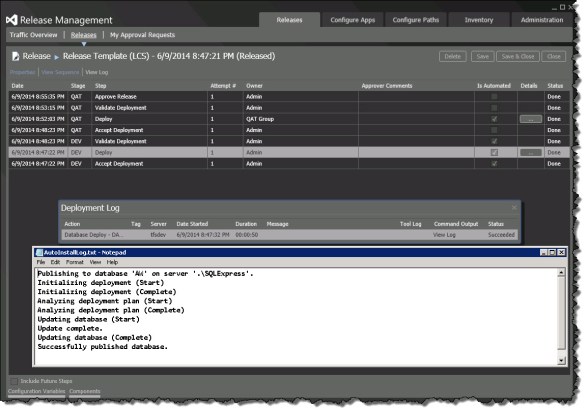 Successful Deployment of .dacpac using the RM Deployment Agent